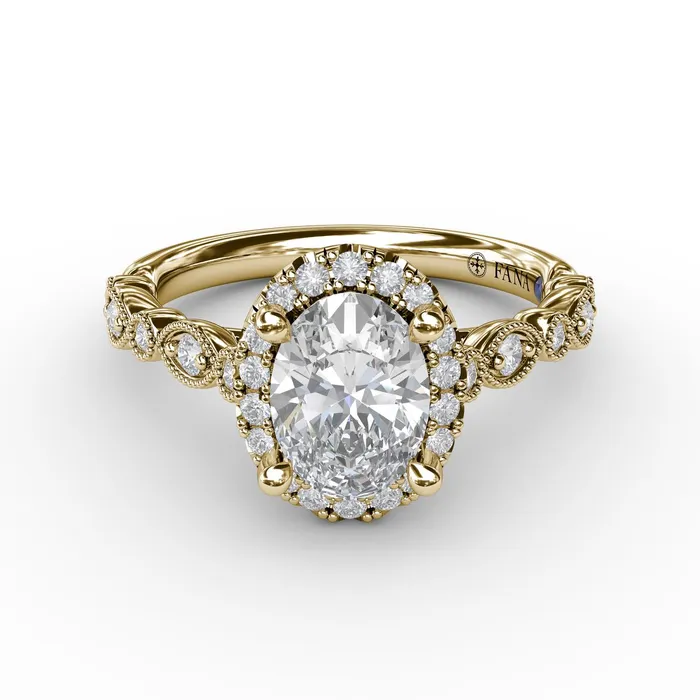 Rings International Diamond Center FANA Classic Diamond Engagement Ring Setting with Detailed Milgrain Band