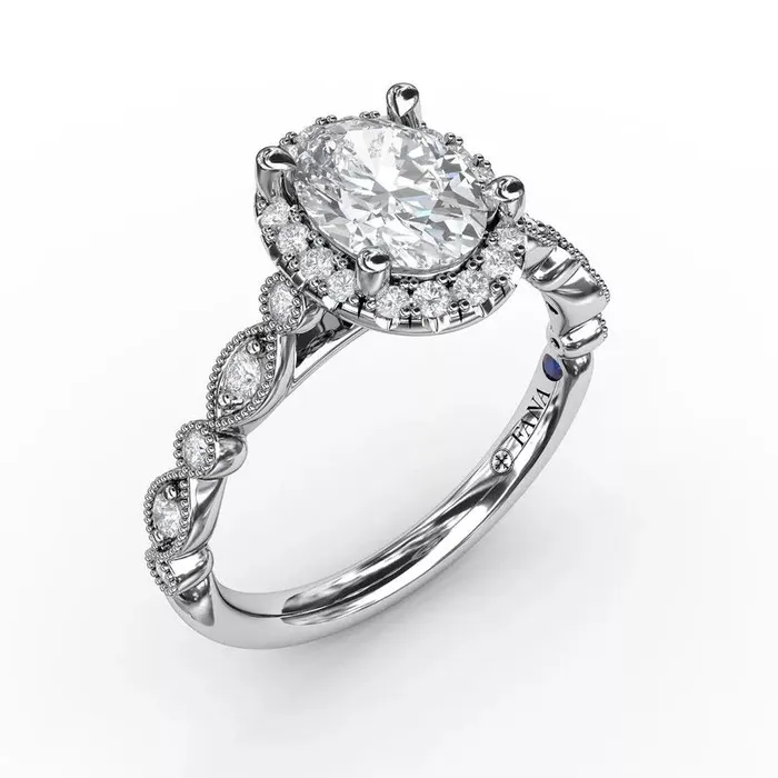 Rings International Diamond Center FANA Classic Diamond Engagement Ring Setting with Detailed Milgrain Band
