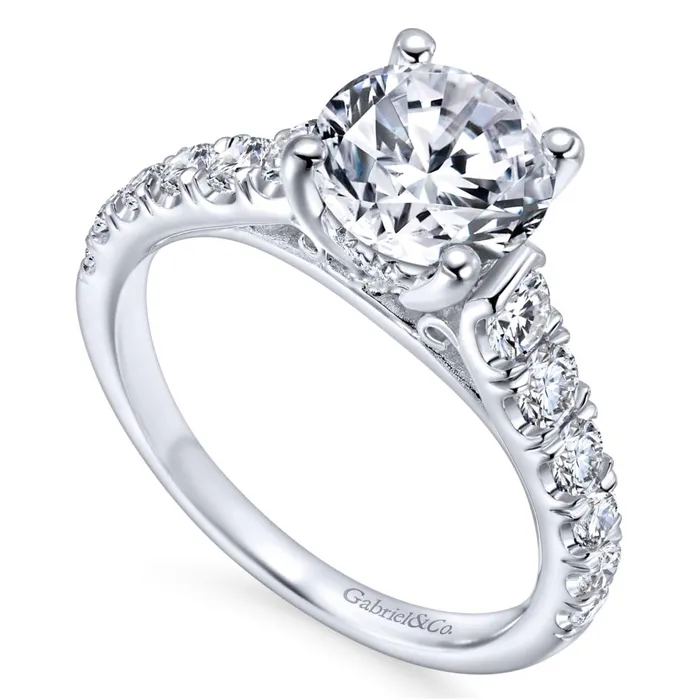 Rings International Diamond Center Gabriel Bridal Collection White Gold Diamond Straight Four Prong Setting Engagement Ring 081 ctw Rings International Diamond Center Gabriel Bridal Collection White Gold Diamond Straight Four Prong Setting Engagement Ring 081 ctw