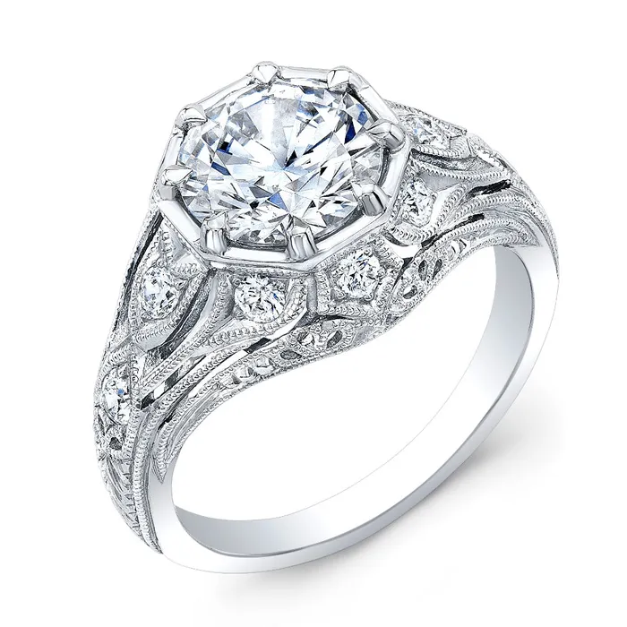 Rings International Diamond Center Jolie Designs Round Diamond Vintage Engagement Ring 031 CTW Rings International Diamond Center Jolie Designs Round Diamond Vintage Engagement Ring 031 CTW
