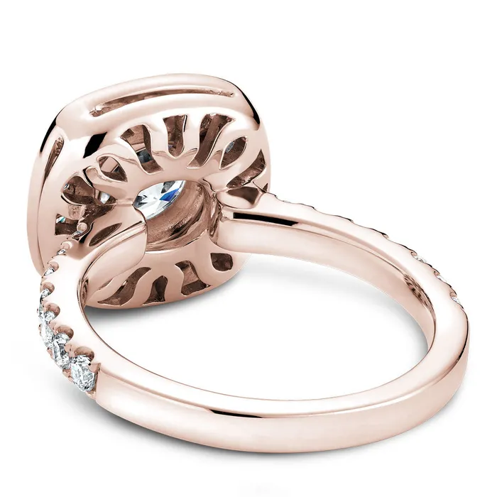Rings International Diamond Center Noam Carver Rose Gold Diamond Engagement Ring Setting with Channel Set Cushion Halo 080 CTW