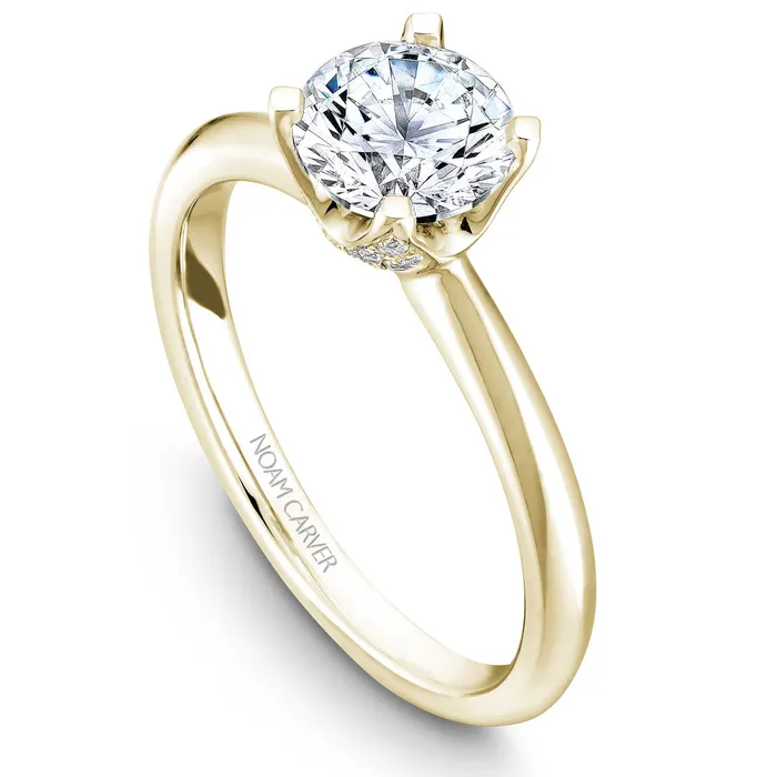 Rings International Diamond Center Noam Carver Yellow Gold Solitaire Engagement Ring Setting with Diamond Crown 013 CTW Rings International Diamond Center Noam Carver Yellow Gold Solitaire Engagement Ring Setting with Diamond Crown 013 CTW