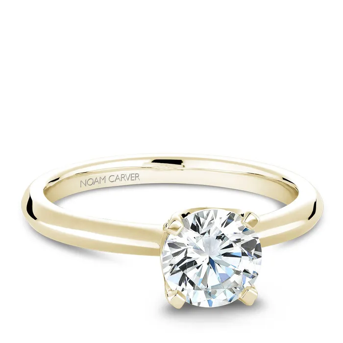 Rings International Diamond Center Noam Carver Yellow Gold Solitaire Engagement Ring Setting with Diamond Crown 013 CTW