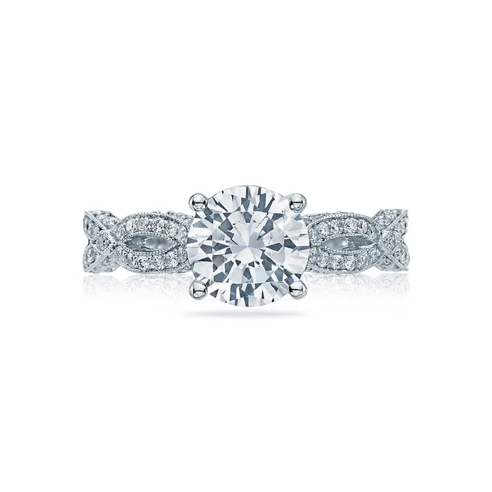 Rings International Diamond Center Tacori 18k White Gold Ribbon Round Diamond Engagement Ring Setting 036 CTW Rings International Diamond Center Tacori 18k White Gold Ribbon Round Diamond Engagement Ring Setting 036 CTW