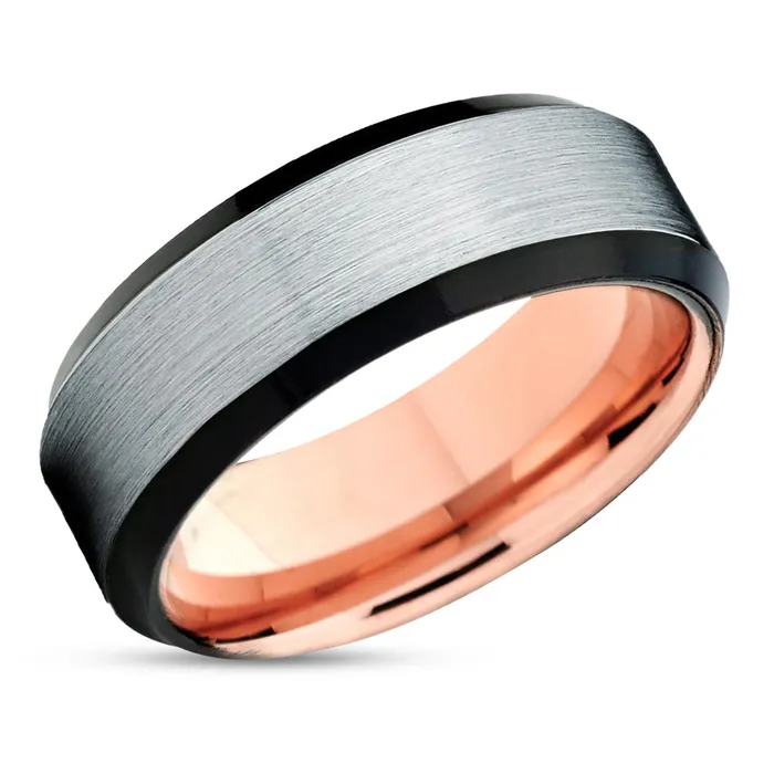 Rings Rose Gold Tungsten Ring Black Rose Gold Tungsten Wedding Band Brush Clean Casting Jewelry Rings Rose Gold Tungsten Ring Black Rose Gold Tungsten Wedding Band Brush Clean Casting Jewelry