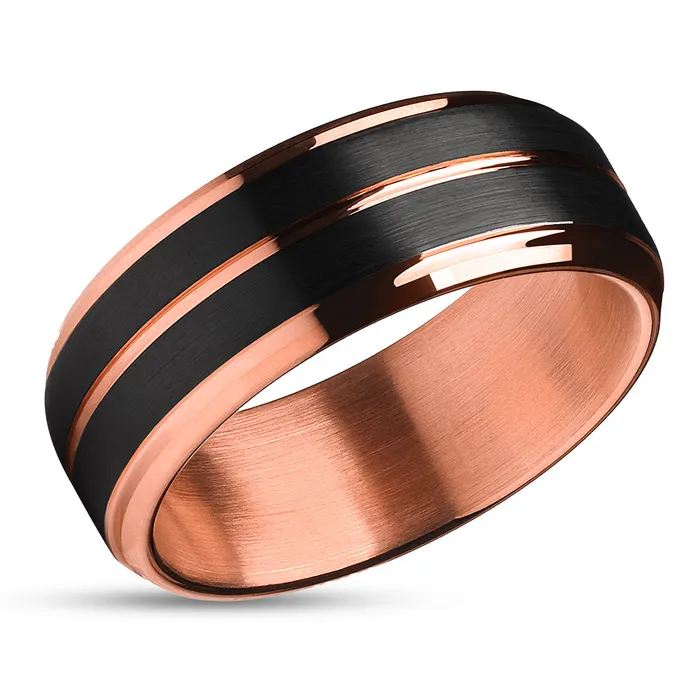 Rings Rose Tungsten Wedding Band Rose Gold Wedding Ring Black Tungsten Ring Clean Casting Jewelry Rings Rose Tungsten Wedding Band Rose Gold Wedding Ring Black Tungsten Ring Clean Casting Jewelry