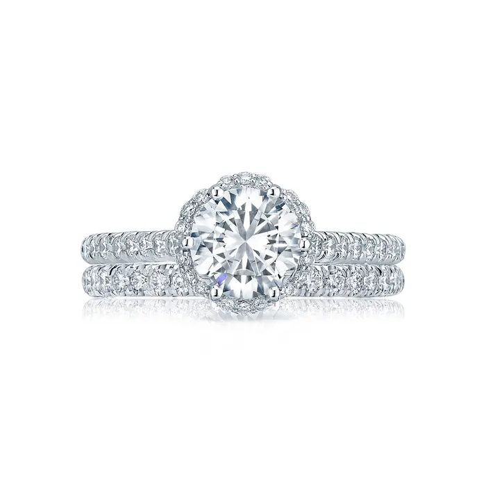 Rings Tacori 18k White Gold Petite Crescent Round Diamond Engagement Ring Setting 05 CTW International Diamond Center Rings Tacori 18k White Gold Petite Crescent Round Diamond Engagement Ring Setting 05 CTW International Diamond Center