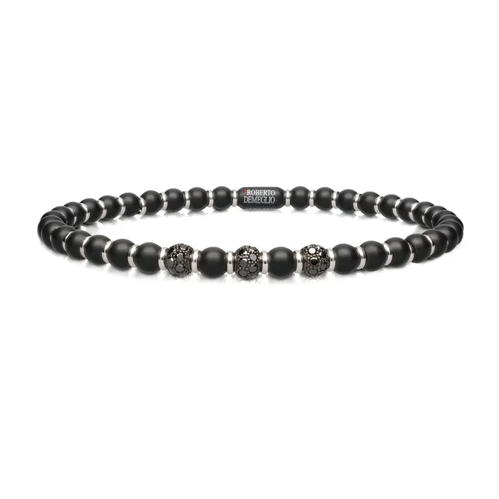 Roberto Demeglio Bracelets Mens Sfera Black Matte Ceramic Bracelet