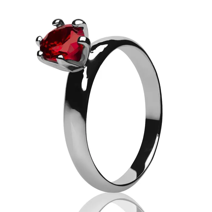 Ruby Solitaire Ring Ladies Solitaire Ring CZ Wedding Ring Engagement Ring Titanium Clean Casting Jewelry Rings