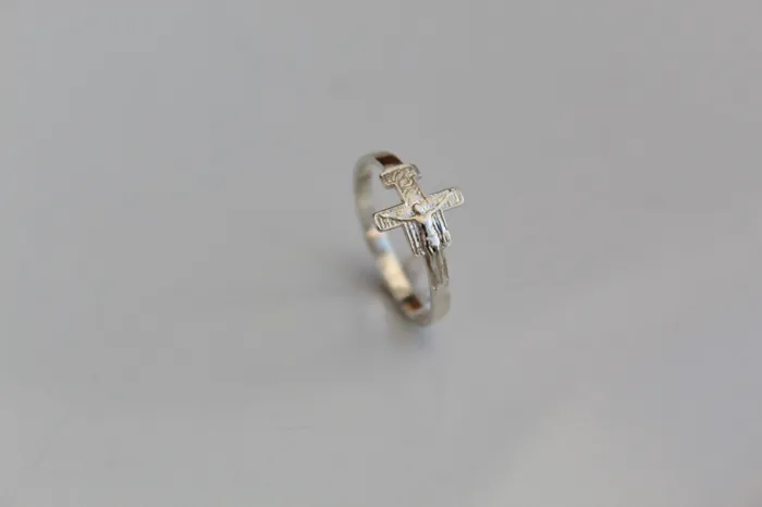 San Damiano Crucifix Ring in Silver The Little Catholic Rings