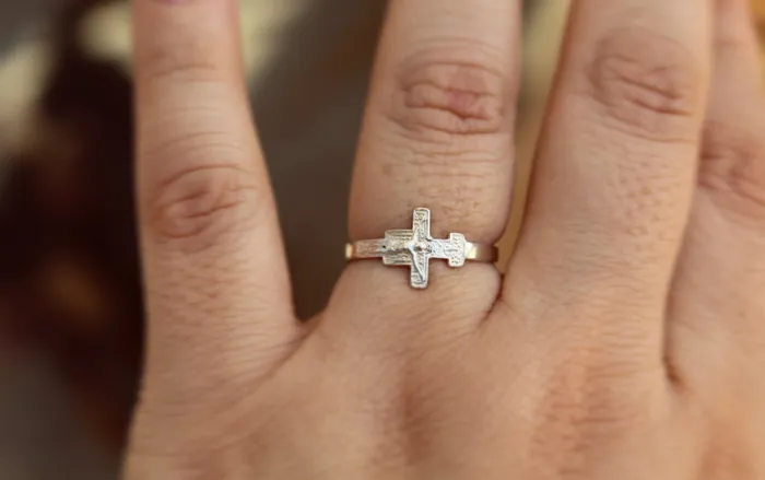 San Damiano Crucifix Ring in Silver The Little Catholic Rings
