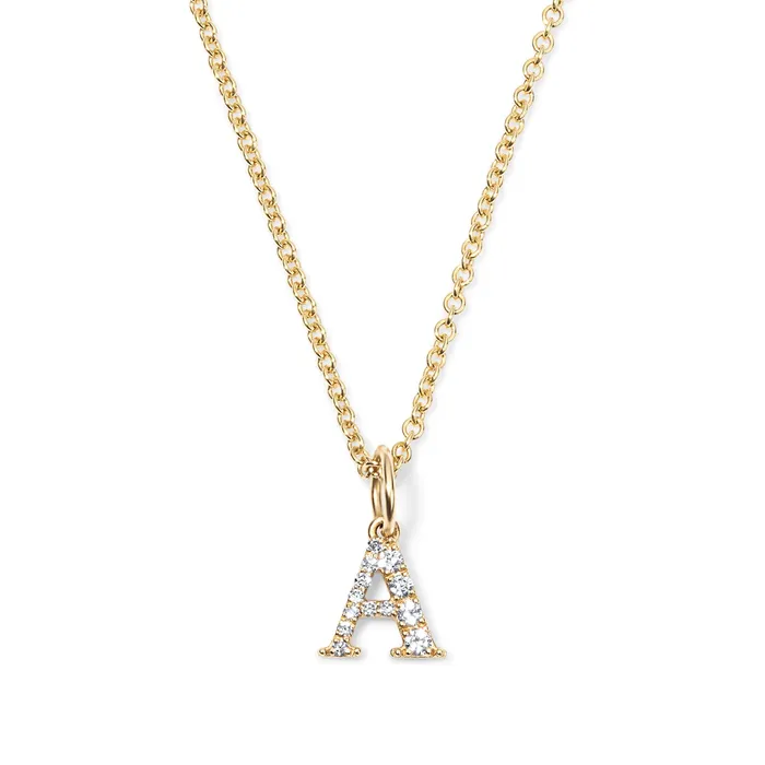 SG Fashion Necklaces Sterling Silver Small Pave Initial Pendant