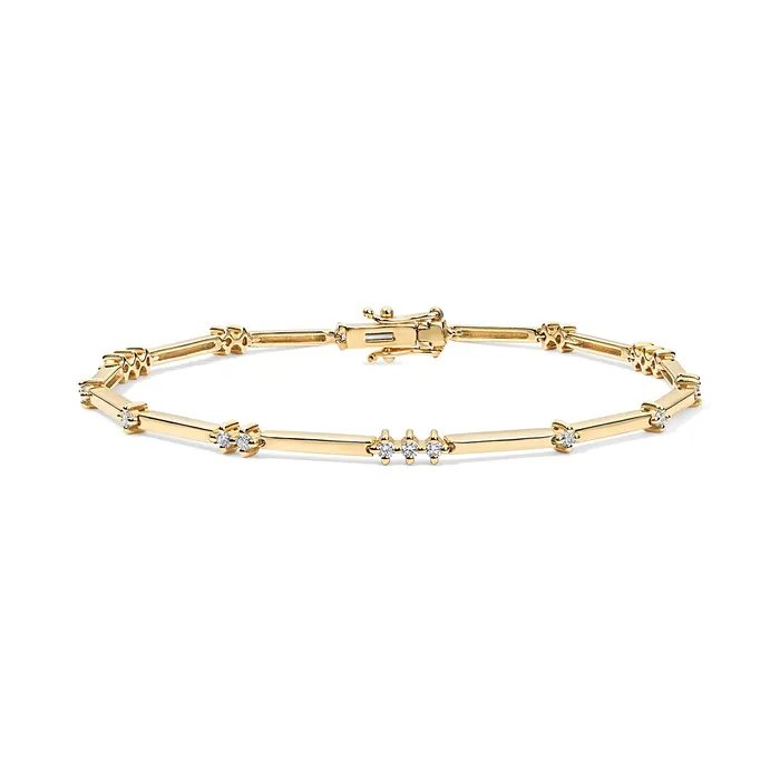 SG Fine Bracelets Petite Alternating Diamond and Gold Bar Bracelet