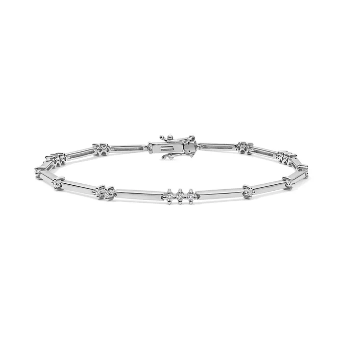 SG Fine Bracelets Petite Alternating Diamond and Gold Bar Bracelet