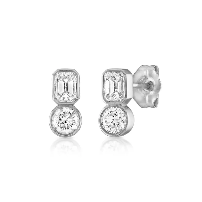 SG Fine Earrings Fancy Bezel Two Stone Multi Shape Earring