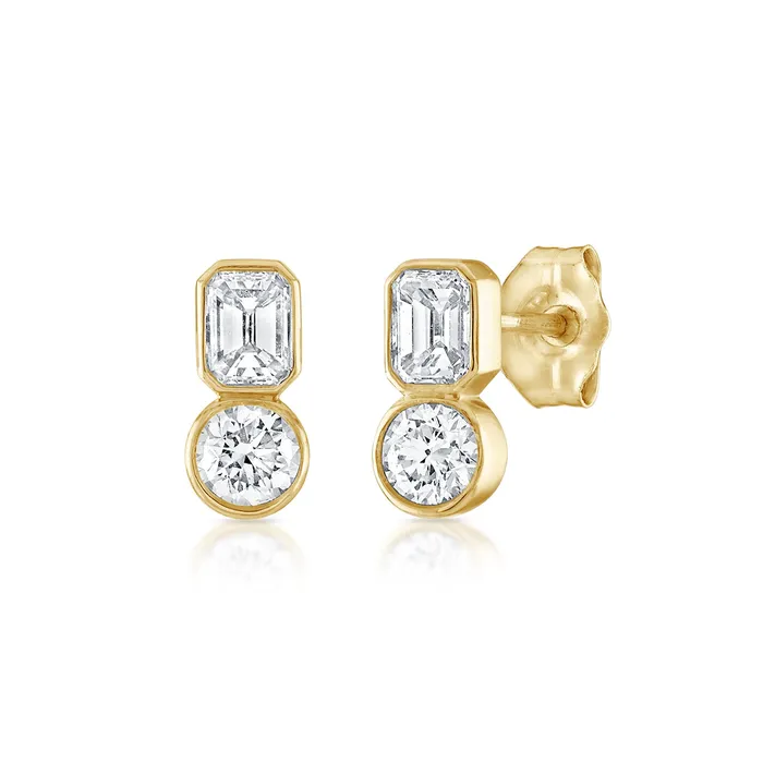 SG Fine Earrings Fancy Bezel Two Stone Multi Shape Earring