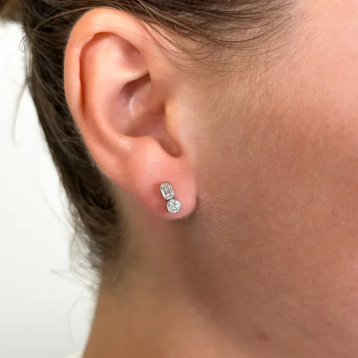 SG Fine Earrings Fancy Bezel Two Stone Multi Shape Earring