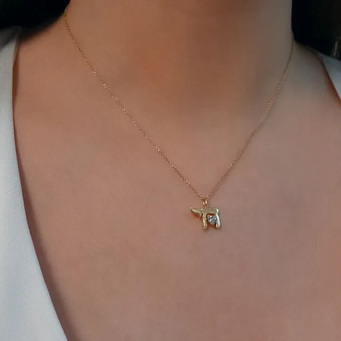 SG Fine Necklaces Floating Diamond Heart Chai Necklace