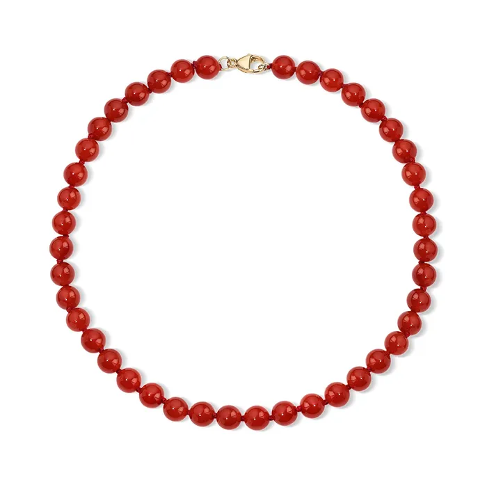 SG Fine Necklaces Red Agate Beaded Necklace