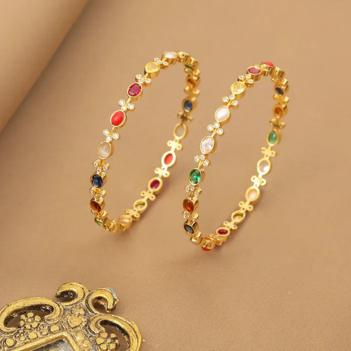 Shimmering Elegance Navaratna Silver Bangles SILVER Rings