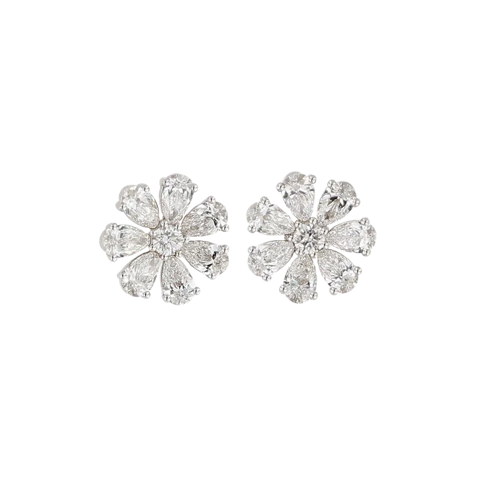Shop IDC estore Earrings Round Pear Shaped Diamond Flower Stud Earrings 291CTW