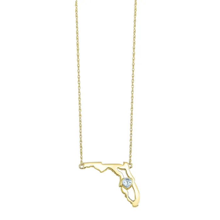 Shop IDC estore Necklaces 14K Aquamarine Heart in Florida Necklace
