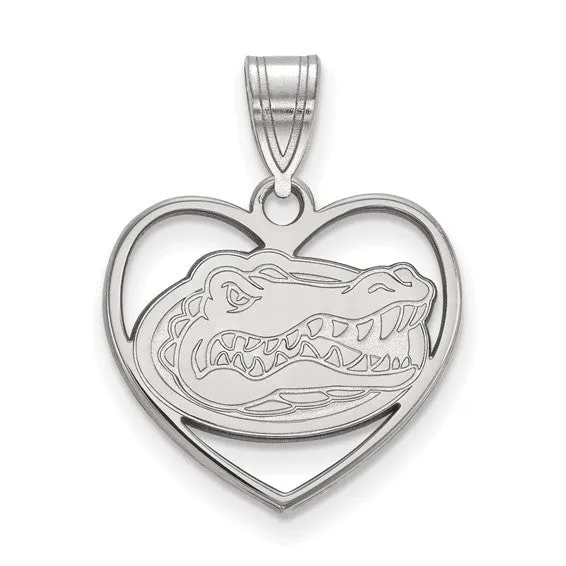 Shop IDC estore Sterling Silver Rhodiumplated LogoArt University of Florida Gator Heart Pendant Necklaces Shop IDC estore Sterling Silver Rhodiumplated LogoArt University of Florida Gator Heart Pendant Necklaces