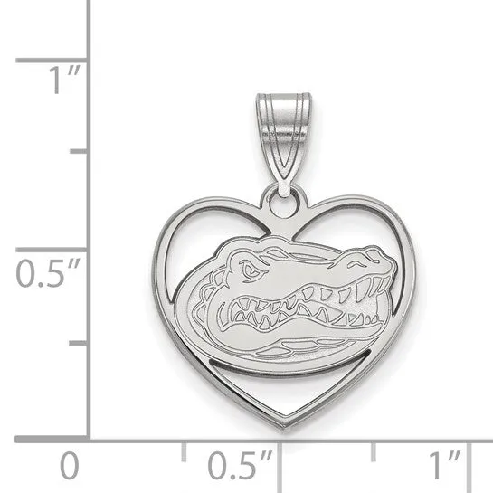 Shop IDC estore Sterling Silver Rhodiumplated LogoArt University of Florida Gator Heart Pendant Necklaces Shop IDC estore Sterling Silver Rhodiumplated LogoArt University of Florida Gator Heart Pendant Necklaces