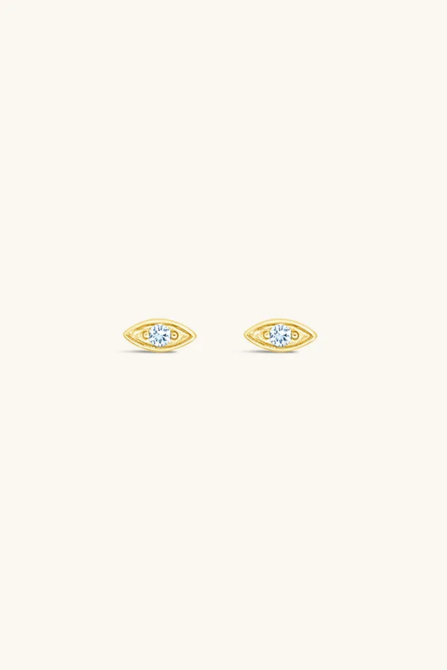 Sierra Winter Jewelry Earrings Evil Eye Stud Earrings Aquamarine