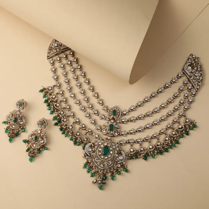 SILVER Advaita Moissanite Silver Layered Necklace Set Necklaces
