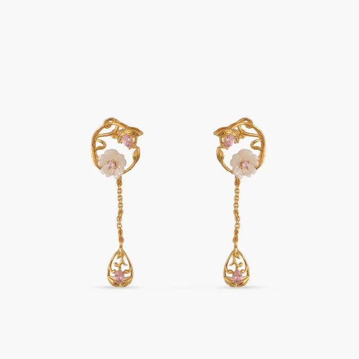 SILVER Blossom Veil Chain Elegance Silver Drop Earrings Earrings