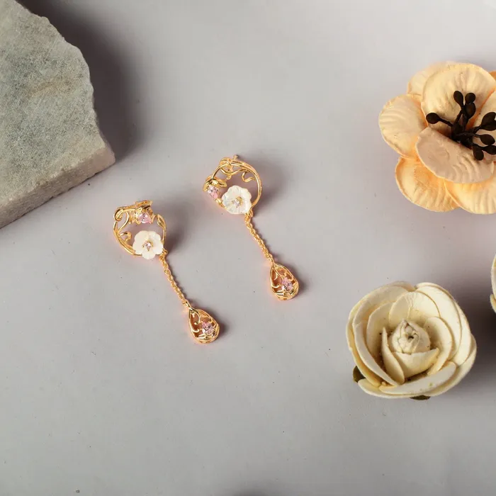 SILVER Blossom Veil Chain Elegance Silver Drop Earrings Earrings
