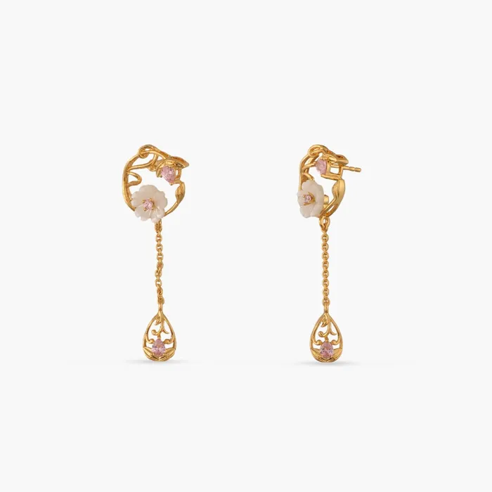 SILVER Blossom Veil Chain Elegance Silver Drop Earrings Earrings