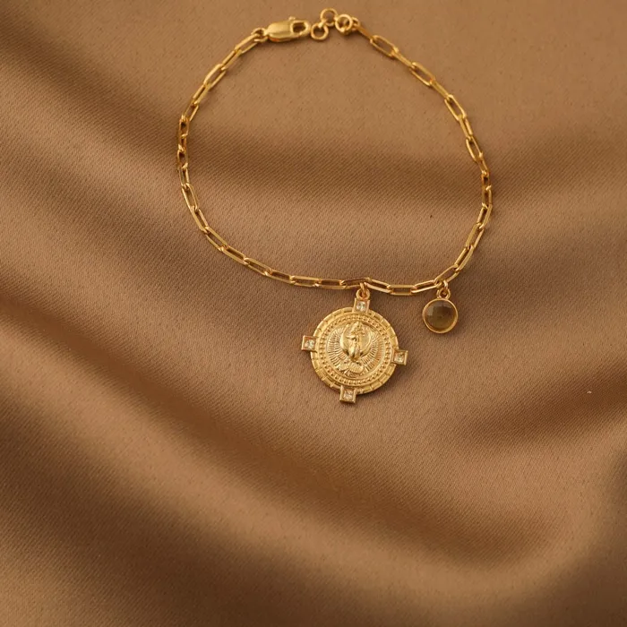 SILVER Bracelets Citrine Scorpio Zodiac Gold Plated Silver Chain Bracelet