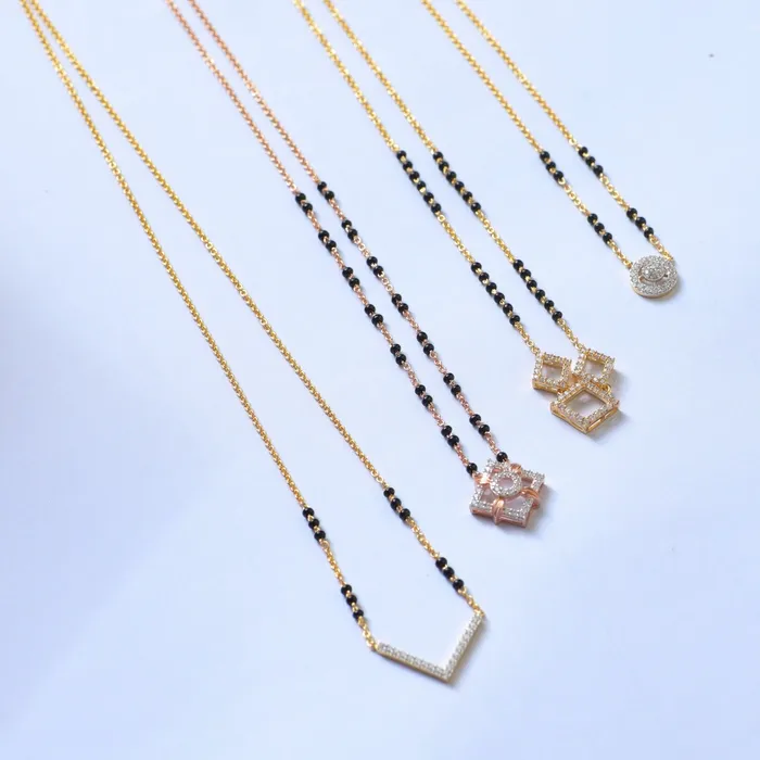 SILVER Charm Necklaces Timeless CZ Charm Silver Mangalsutra