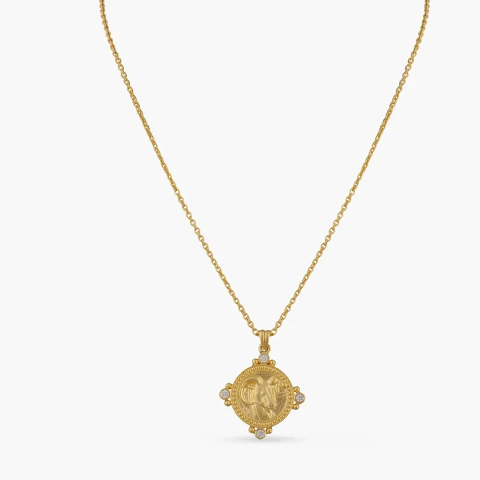SILVER Crystal Aries Zodiac Coin Gold Plated Silver Necklace Necklaces