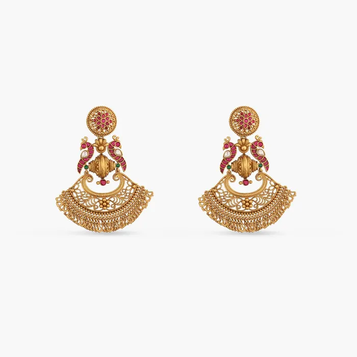 SILVER Earrings Mura Kempu Jadau Silver Chandbali Earrings