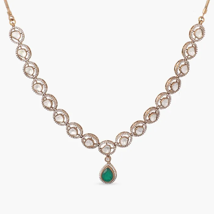 SILVER Necklaces Green Elegance Moissanite Silver Necklace