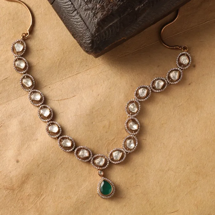 SILVER Necklaces Green Elegance Moissanite Silver Necklace