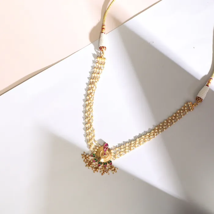 SILVER Necklaces Matsya Pearl String Silver Necklace