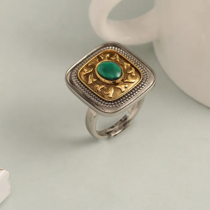 SILVER Rings Square Oxidized Silver Ring