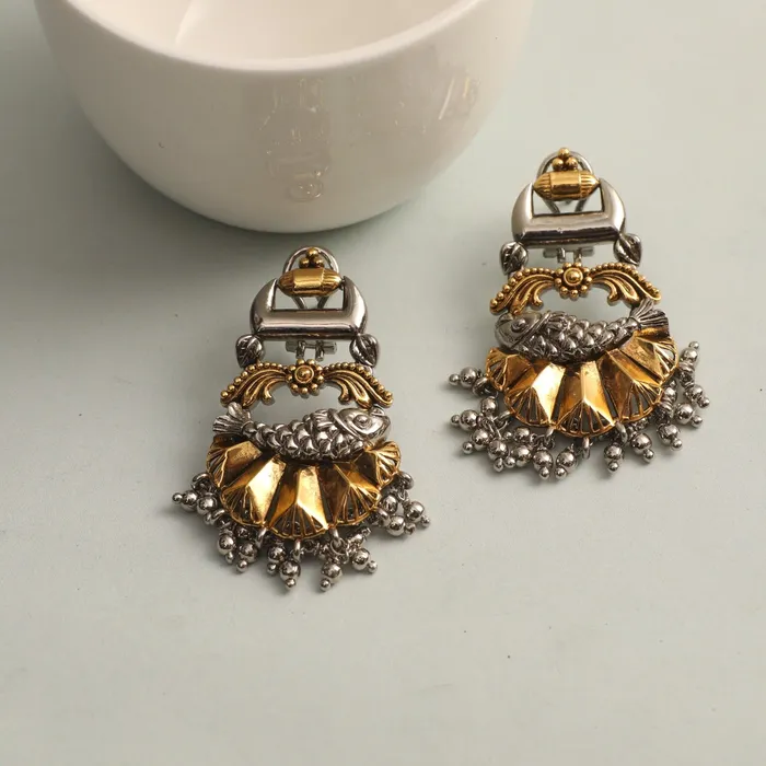SILVER Sparkle Statement Oxidized Silver Drop Earrings Earrings