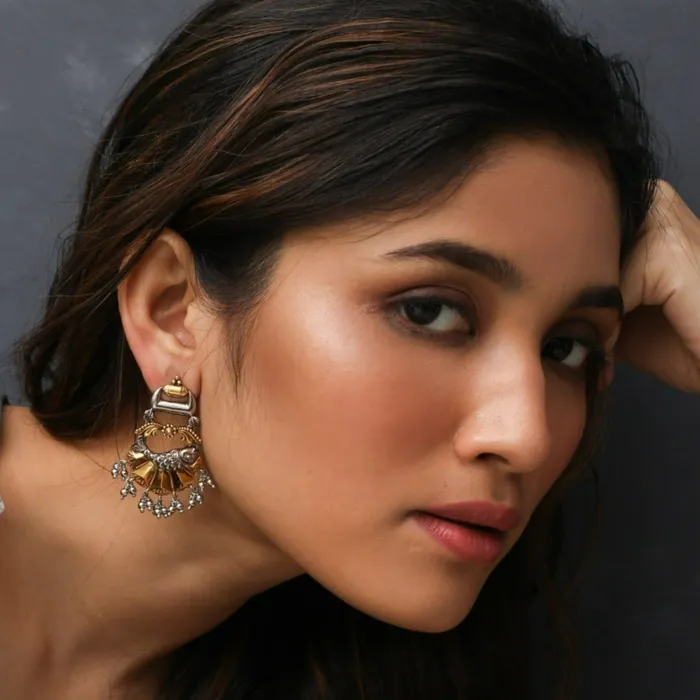 SILVER Sparkle Statement Oxidized Silver Drop Earrings Earrings