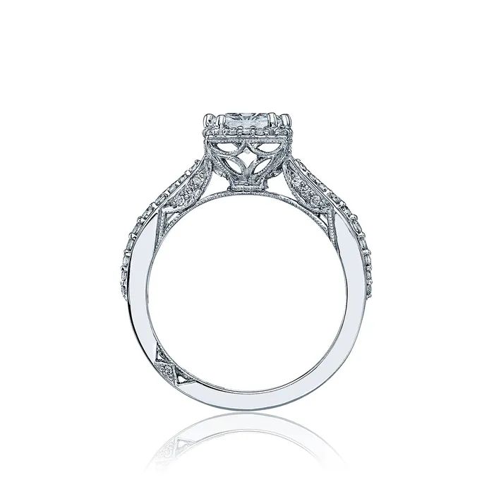 Tacori 18k White Gold Dantela Princess Diamond Engagement Ring Setting 036 CTW International Diamond Center Rings Tacori 18k White Gold Dantela Princess Diamond Engagement Ring Setting 036 CTW International Diamond Center Rings