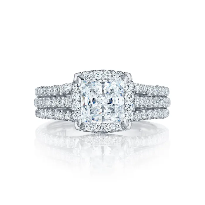 Tacori 18k White Gold Petite Crescent Princess Diamond Engagement Ring Setting 078 CTW International Diamond Center Rings Tacori 18k White Gold Petite Crescent Princess Diamond Engagement Ring Setting 078 CTW International Diamond Center Rings