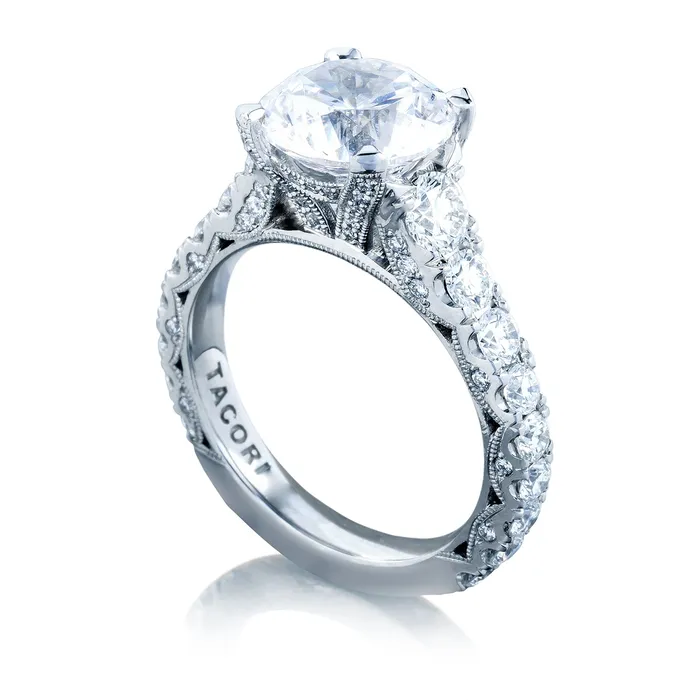 Tacori Platinum RoyalT Round Diamond Engagement Ring Setting 165 CTW International Diamond Center Rings Tacori Platinum RoyalT Round Diamond Engagement Ring Setting 165 CTW International Diamond Center Rings