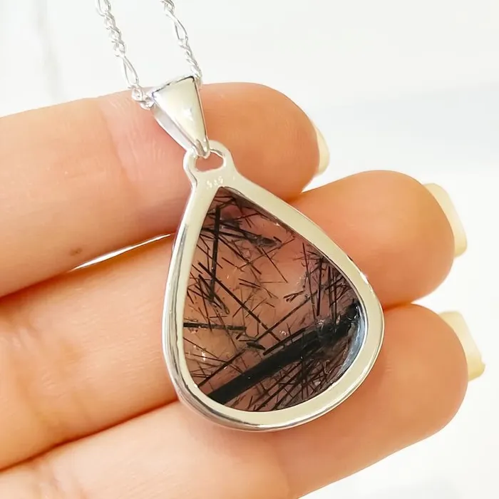 Tourmalinated Quartz Sterling Silver Necklace Magic Crystals Necklaces