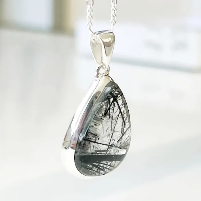 Tourmalinated Quartz Sterling Silver Necklace Magic Crystals Necklaces