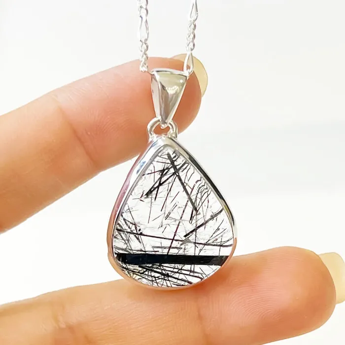 Tourmalinated Quartz Sterling Silver Necklace Magic Crystals Necklaces