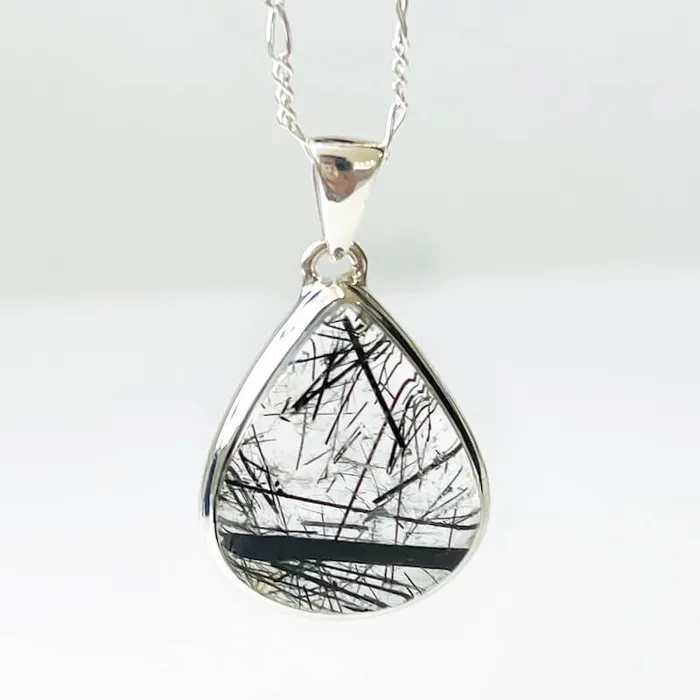 Tourmalinated Quartz Sterling Silver Necklace Magic Crystals Necklaces